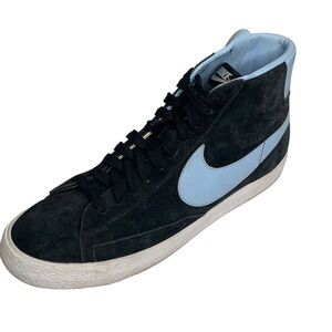 Nike Blue Suede High Top Basketball Side Zip Athletic Shoes Sneakers Size 10.5
